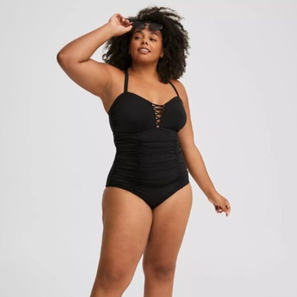 725-34 Torrid Black One-Piece Swimsuit Bathing Suit Size 3X 22/24 - Picture 1 of 12